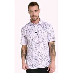 Bad Birdie Paint Splatter 3 Golf Performance Polo Shirt‎ Men's Size XL Pink